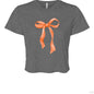 Customizable: Orange Coquette Bow Flowy Cropped T-Shirt