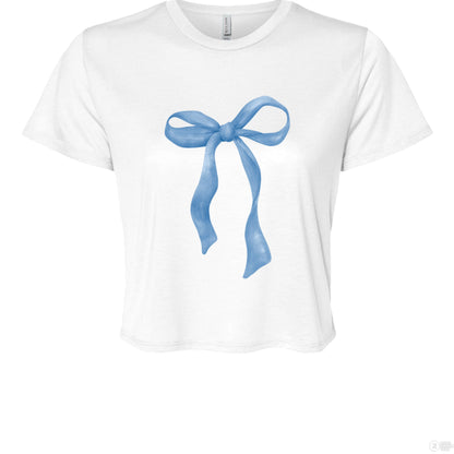 Customizable: Blue Coquette Flowy Cropped T-Shirt