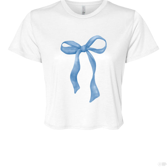 Customizable: Blue Coquette Flowy Cropped T-Shirt