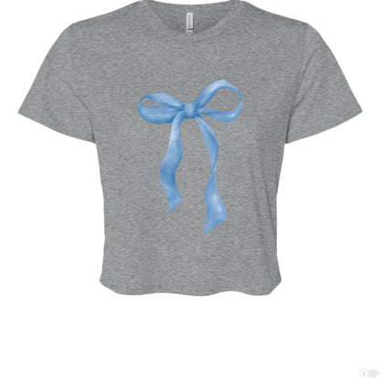 Customizable: Blue Coquette Flowy Cropped T-Shirt