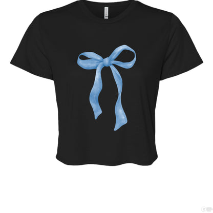 Customizable: Blue Coquette Flowy Cropped T-Shirt