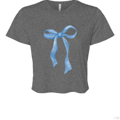 Customizable: Blue Coquette Flowy Cropped T-Shirt