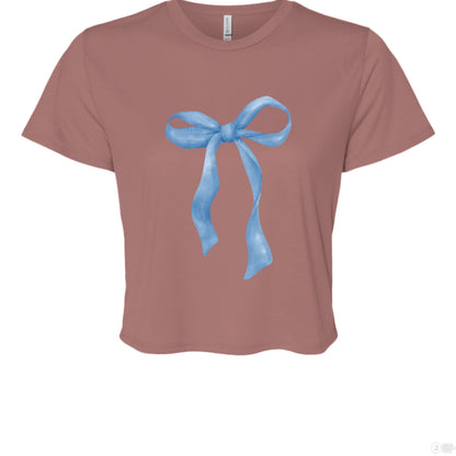 Customizable: Blue Coquette Flowy Cropped T-Shirt