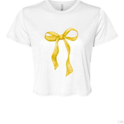 Customizable: Yellow Coquette Bow Cropped T-Shirt