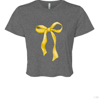 Customizable: Yellow Coquette Bow Cropped T-Shirt