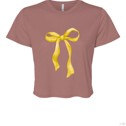 Customizable: Yellow Coquette Bow Cropped T-Shirt