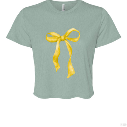 Customizable: Yellow Coquette Bow Cropped T-Shirt