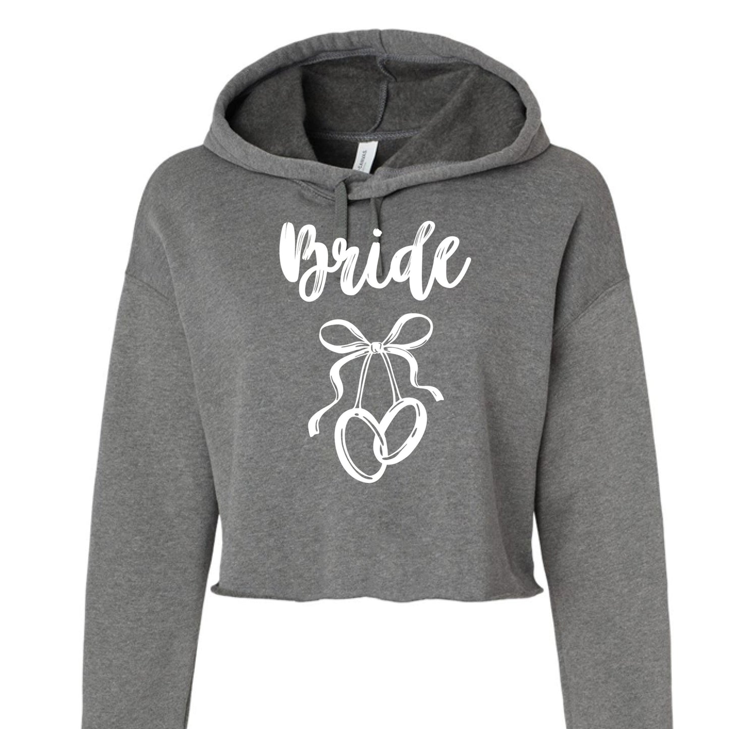 Customizable: Bride Interlocking Rings Cropped Fleece Hoodie