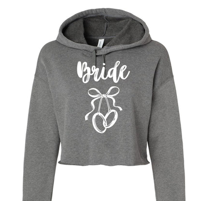 Customizable: Bride Interlocking Rings Cropped Fleece Hoodie