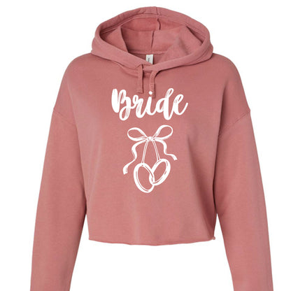 Customizable: Bride Interlocking Rings Cropped Fleece Hoodie