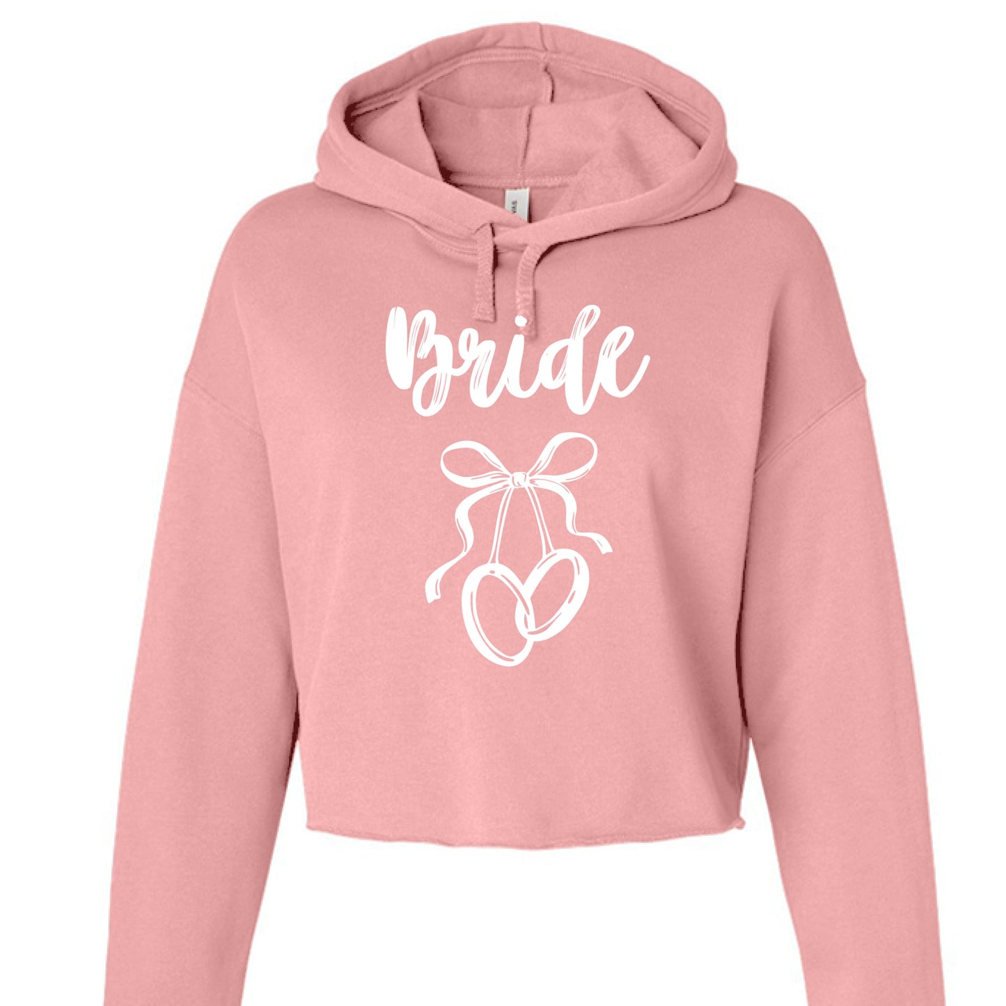Customizable: Bride Interlocking Rings Cropped Fleece Hoodie