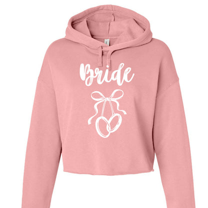 Customizable: Bride Interlocking Rings Cropped Fleece Hoodie