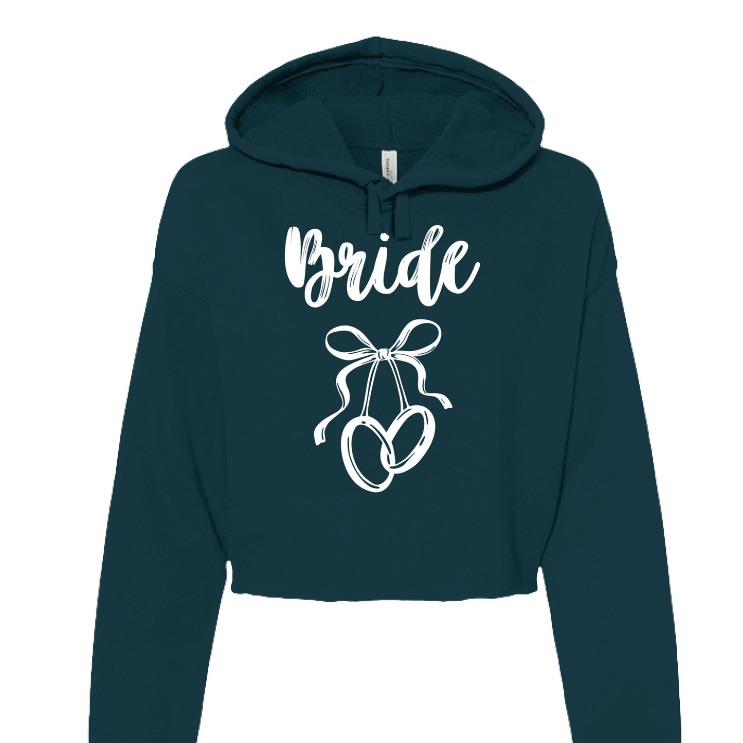 Customizable: Bride Interlocking Rings Cropped Fleece Hoodie
