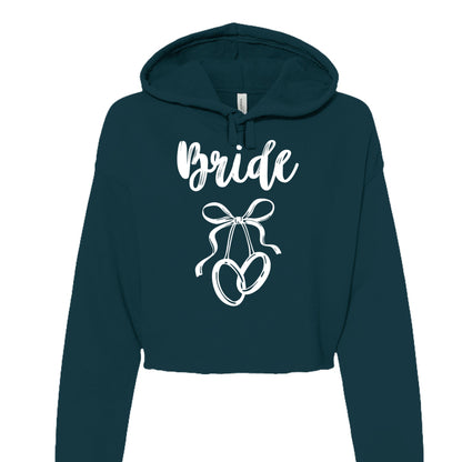 Customizable: Bride Interlocking Rings Cropped Fleece Hoodie