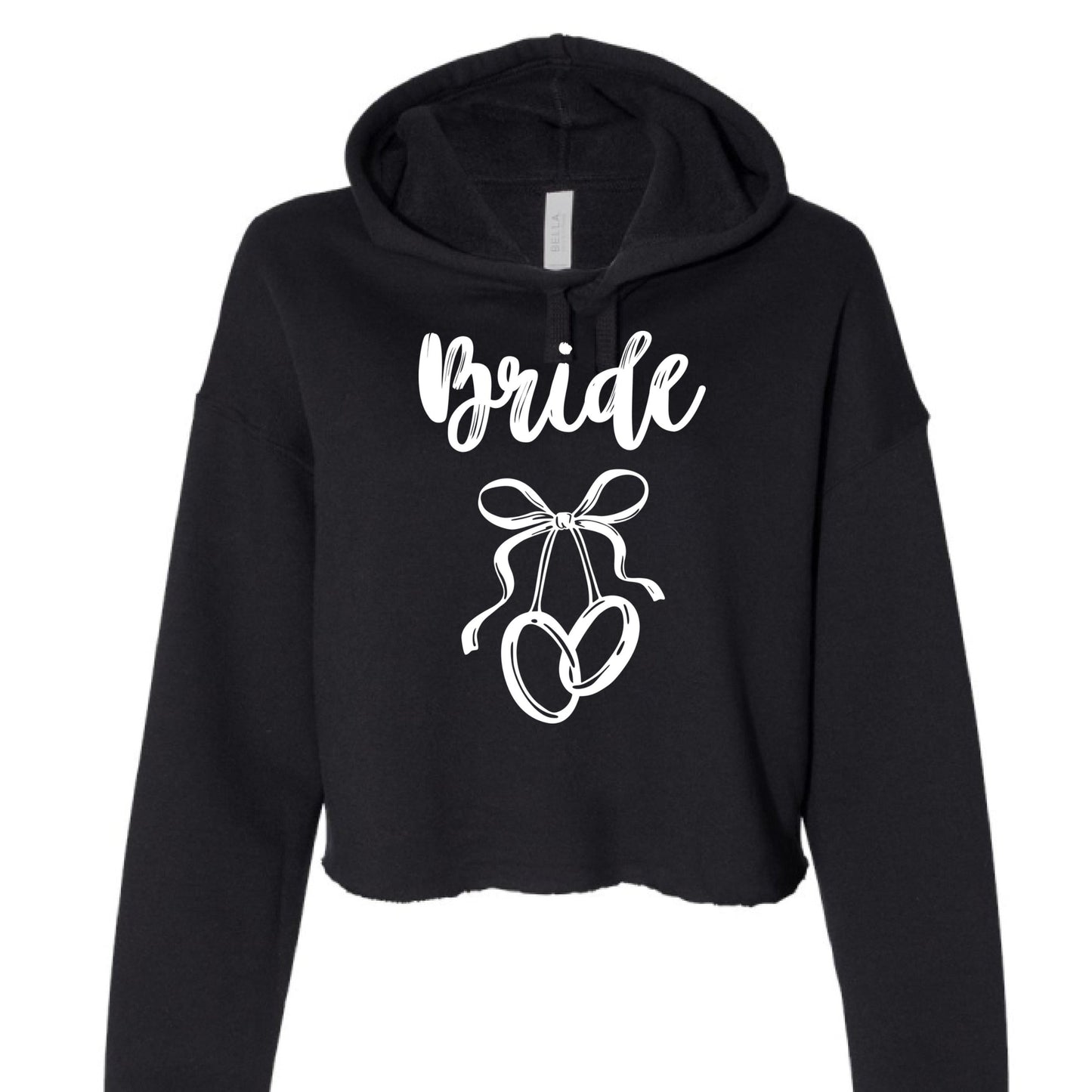 Customizable: Bride Interlocking Rings Cropped Fleece Hoodie