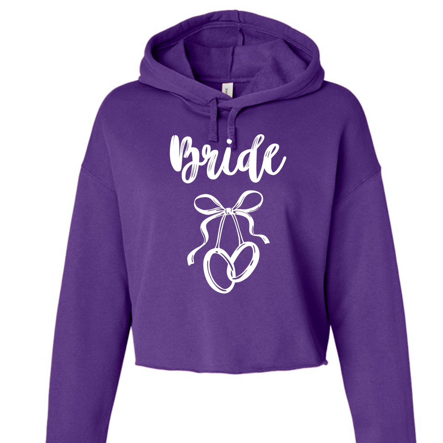 Customizable: Bride Interlocking Rings Cropped Fleece Hoodie