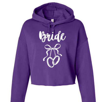 Customizable: Bride Interlocking Rings Cropped Fleece Hoodie