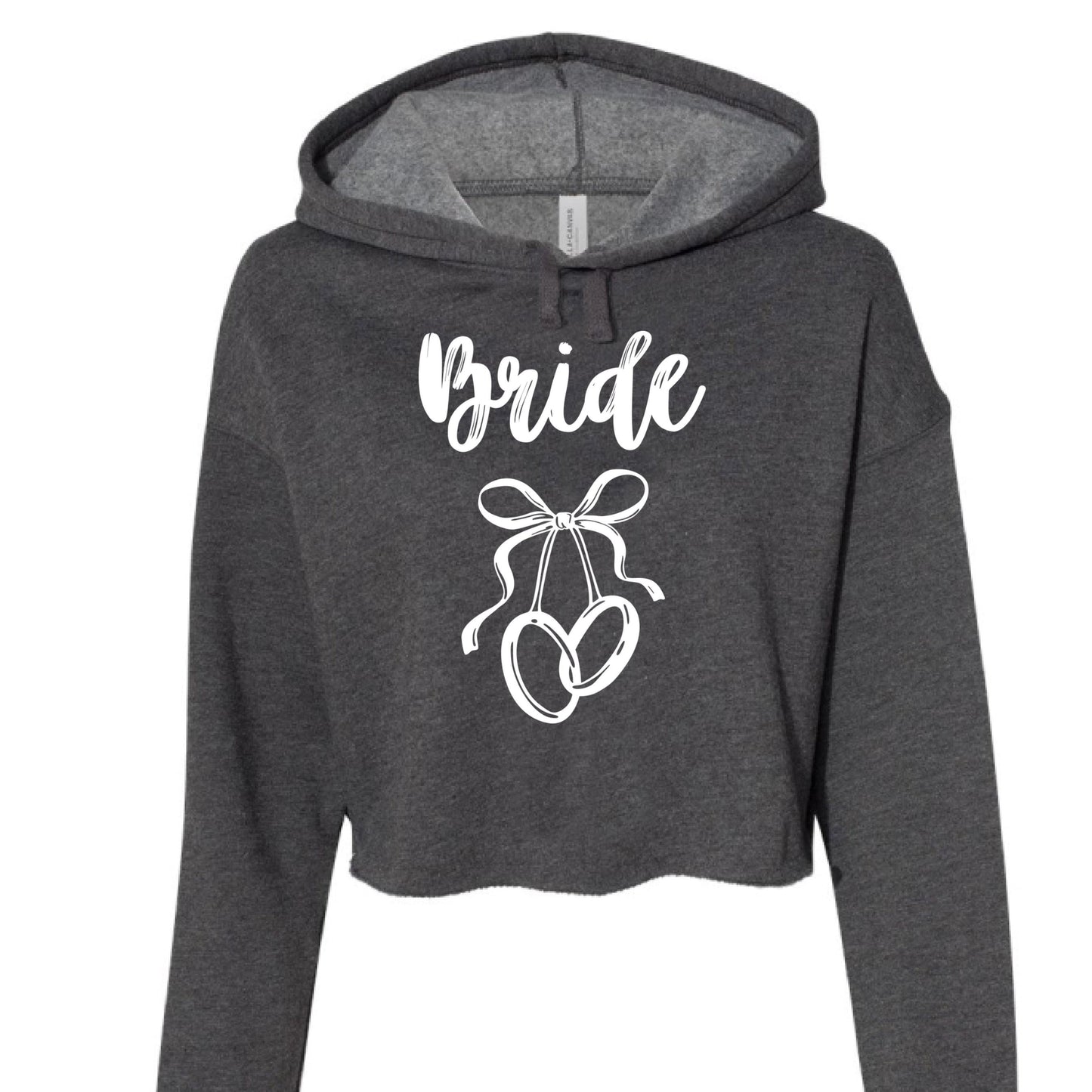 Customizable: Bride Interlocking Rings Cropped Fleece Hoodie