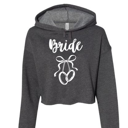Customizable: Bride Interlocking Rings Cropped Fleece Hoodie