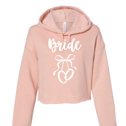 Customizable: Bride Interlocking Rings Cropped Fleece Hoodie