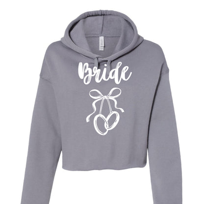 Customizable: Bride Interlocking Rings Cropped Fleece Hoodie