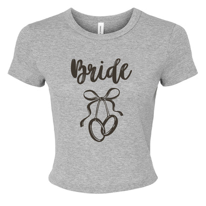 Customizable: Interlocking Rings and Coquette Bow Bride Micro Ribbed Baby Tee