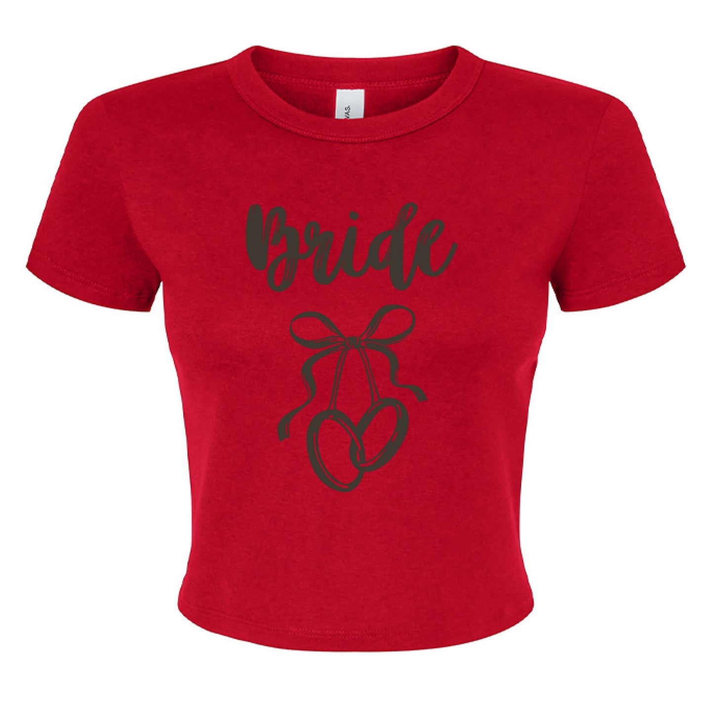 Customizable: Interlocking Rings and Coquette Bow Bride Micro Ribbed Baby Tee