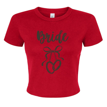 Customizable: Interlocking Rings and Coquette Bow Bride Micro Ribbed Baby Tee