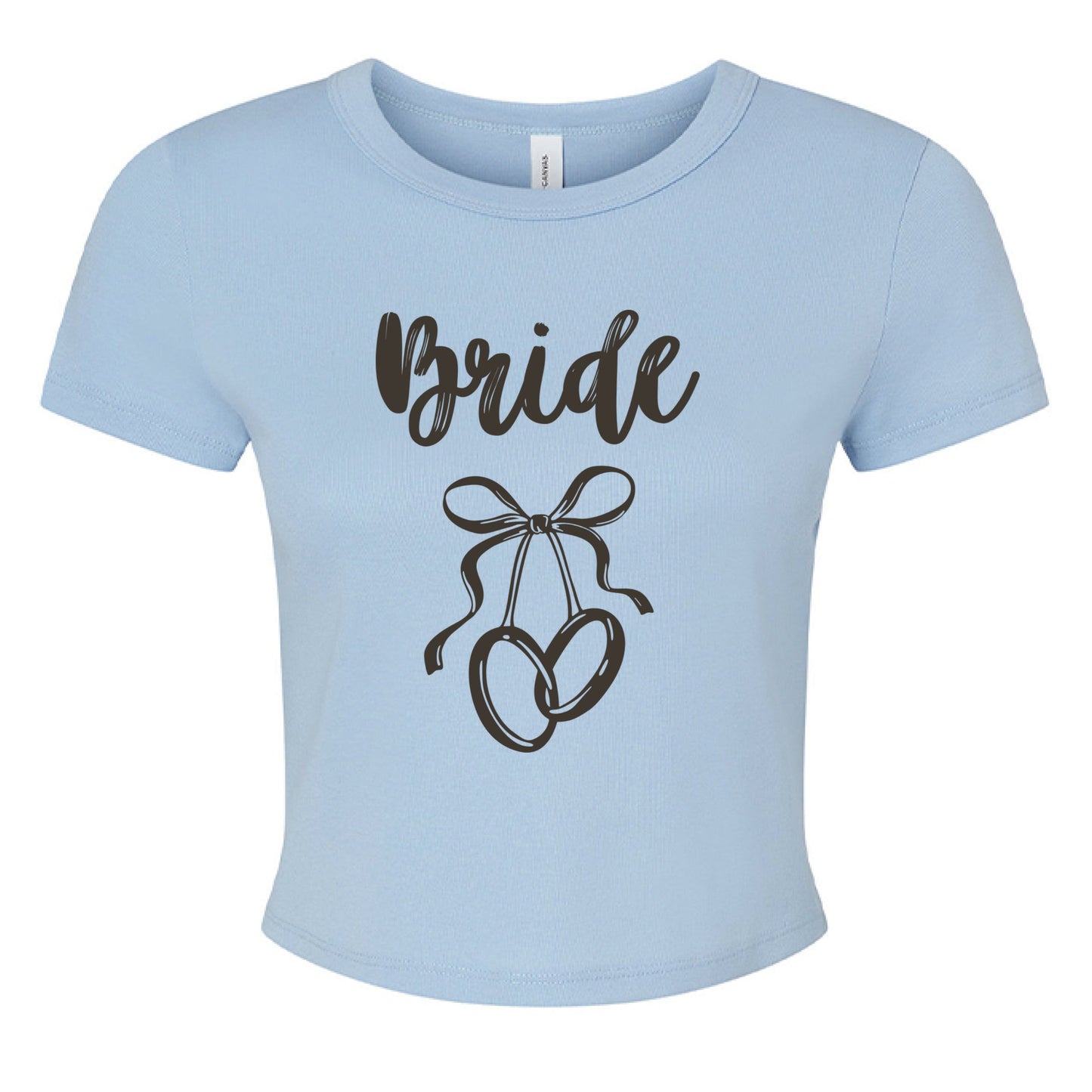 Customizable: Interlocking Rings and Coquette Bow Bride Micro Ribbed Baby Tee