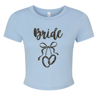 Customizable: Interlocking Rings and Coquette Bow Bride Micro Ribbed Baby Tee