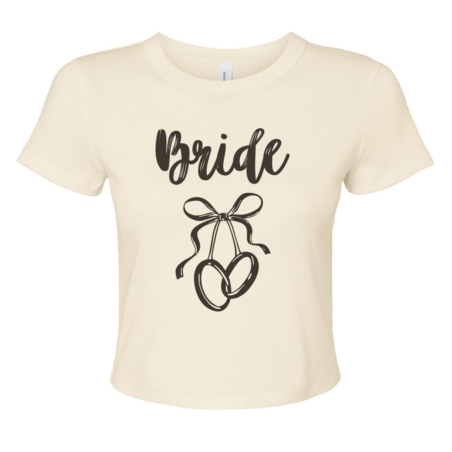 Customizable: Interlocking Rings and Coquette Bow Bride Micro Ribbed Baby Tee