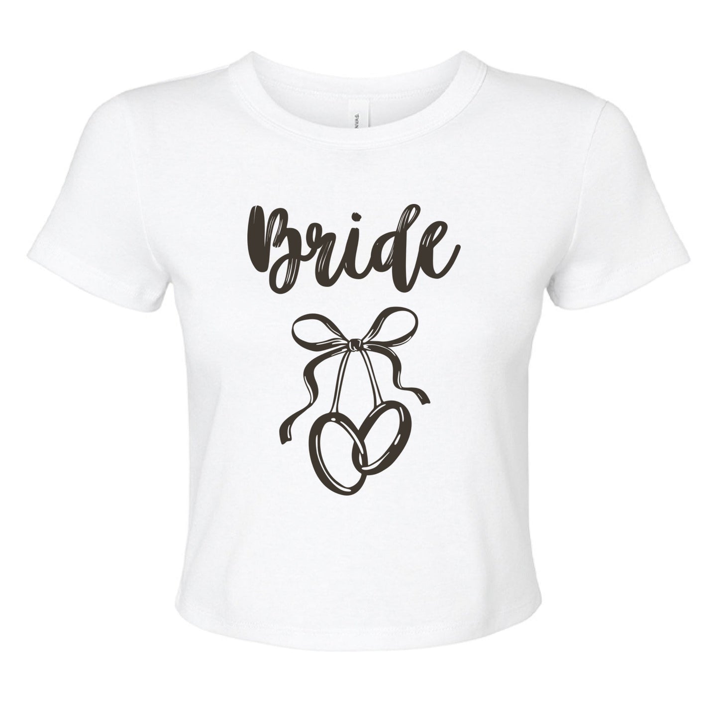 Customizable: Interlocking Rings and Coquette Bow Bride Micro Ribbed Baby Tee