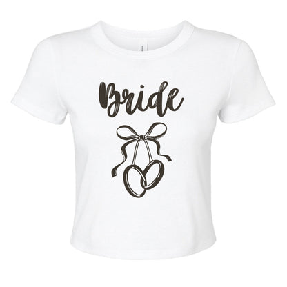 Customizable: Interlocking Rings and Coquette Bow Bride Micro Ribbed Baby Tee