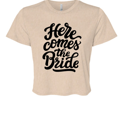 Customizable: Here Comes the Bride Crop T-Shirt