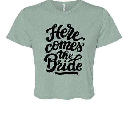 Customizable: Here Comes the Bride Crop T-Shirt