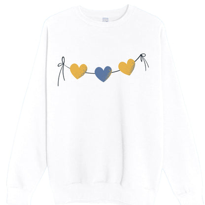 Customizable: Yellow and Blue Tri-Heart Crewneck