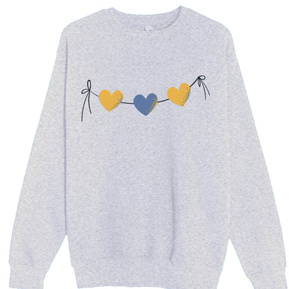 Customizable: Yellow and Blue Tri-Heart Crewneck