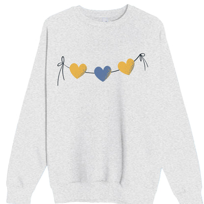 Customizable: Yellow and Blue Tri-Heart Crewneck