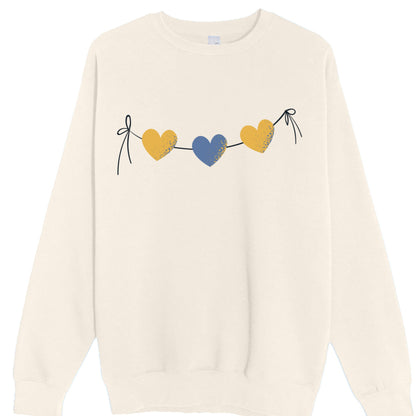 Customizable: Yellow and Blue Tri-Heart Crewneck