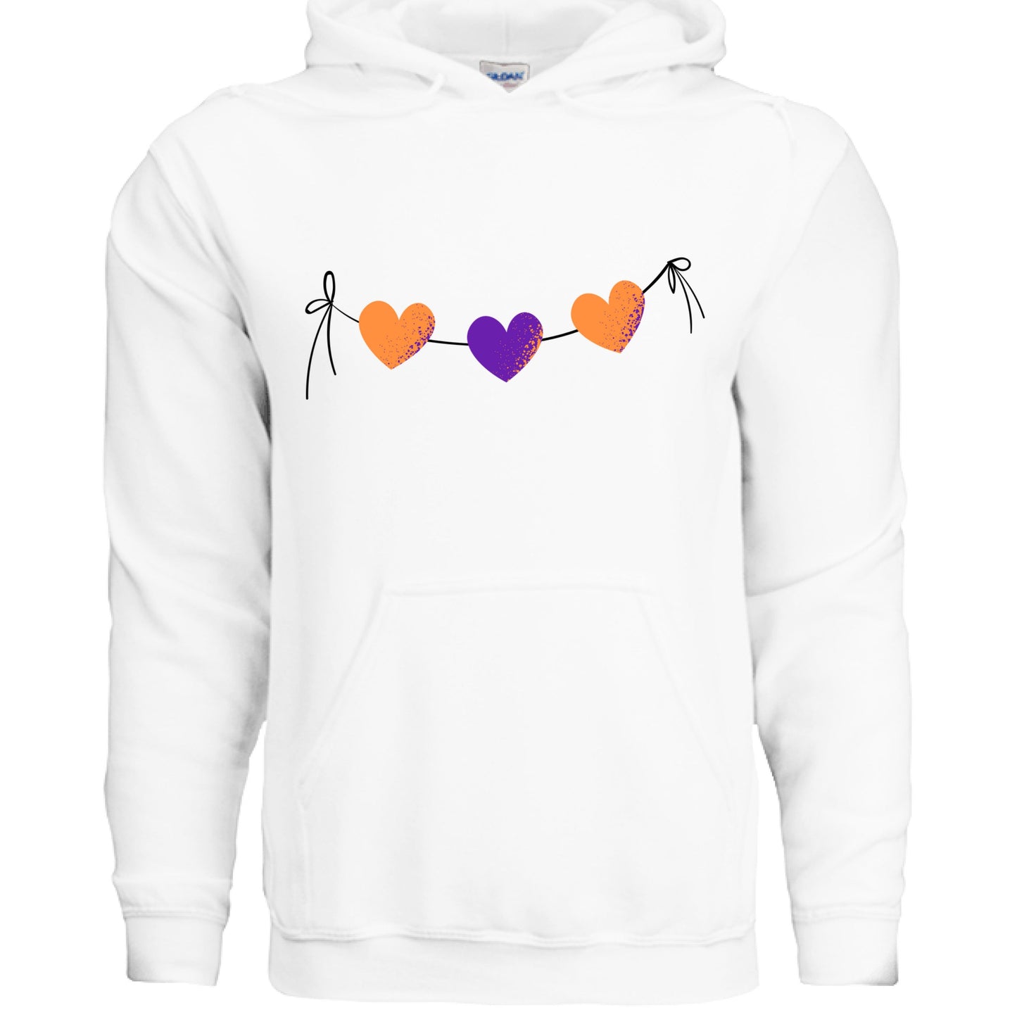 Customizable: Orange and Purple Hearts on a String Hoodie