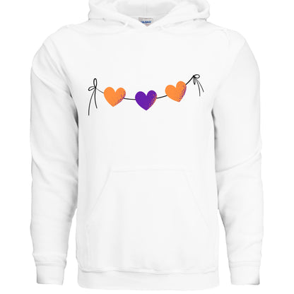 Customizable: Orange and Purple Hearts on a String Hoodie