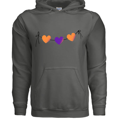 Customizable: Orange and Purple Hearts on a String Hoodie
