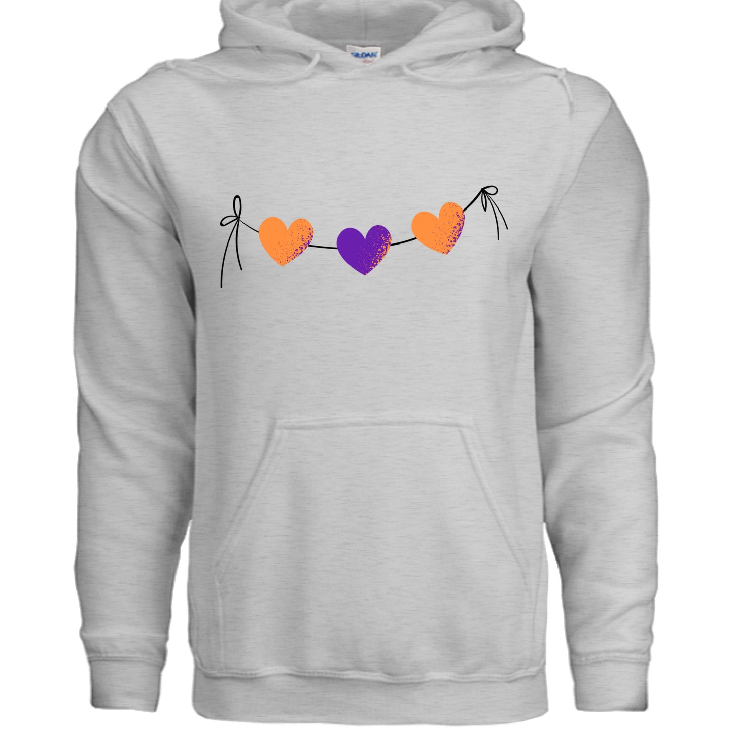 Customizable: Orange and Purple Hearts on a String Hoodie