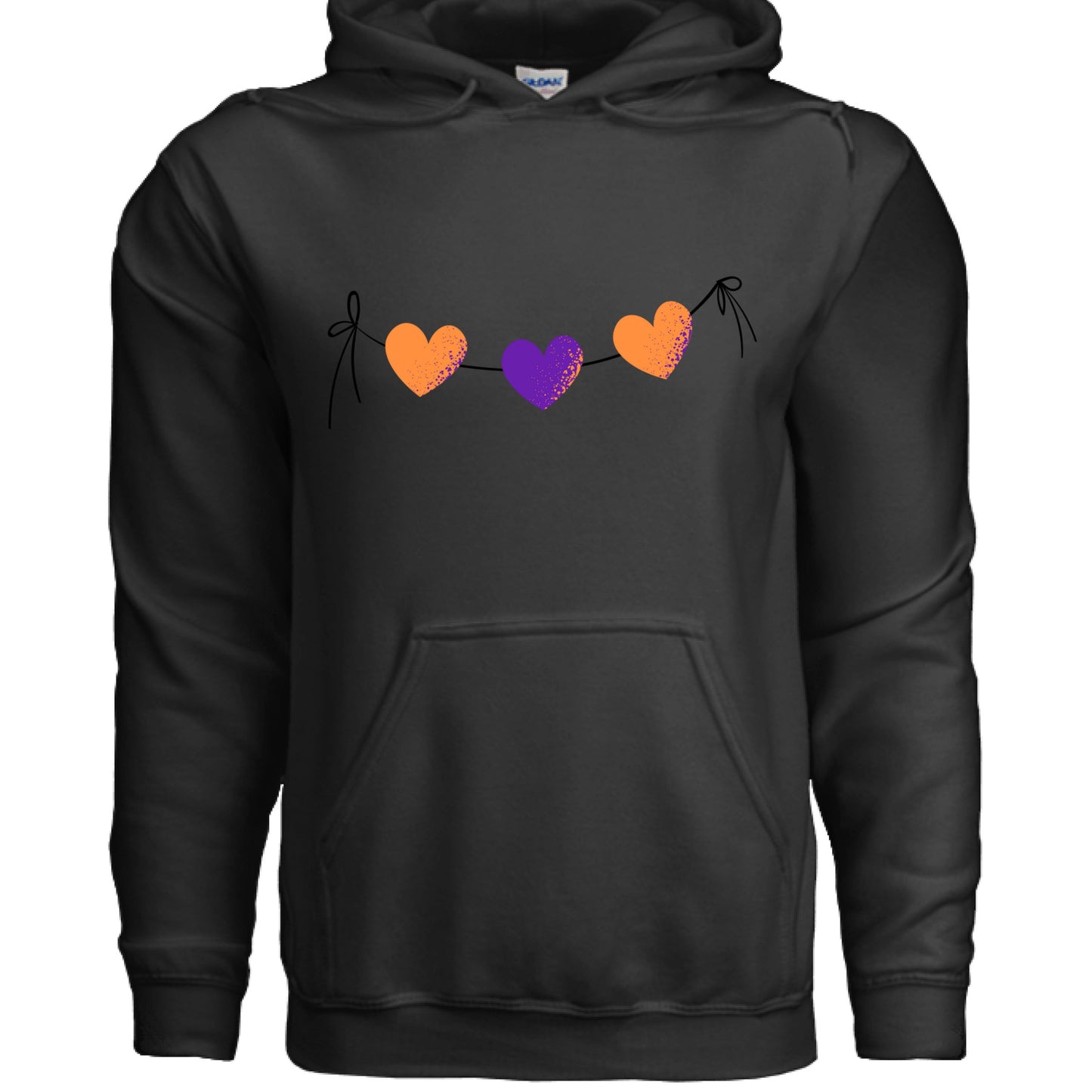 Customizable: Orange and Purple Hearts on a String Hoodie