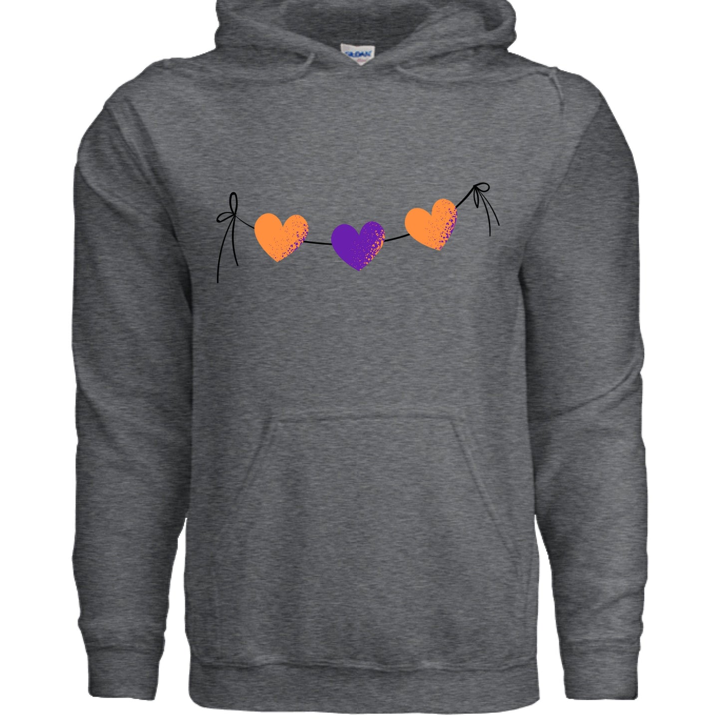 Customizable: Orange and Purple Hearts on a String Hoodie