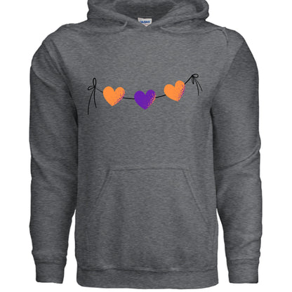 Customizable: Orange and Purple Hearts on a String Hoodie