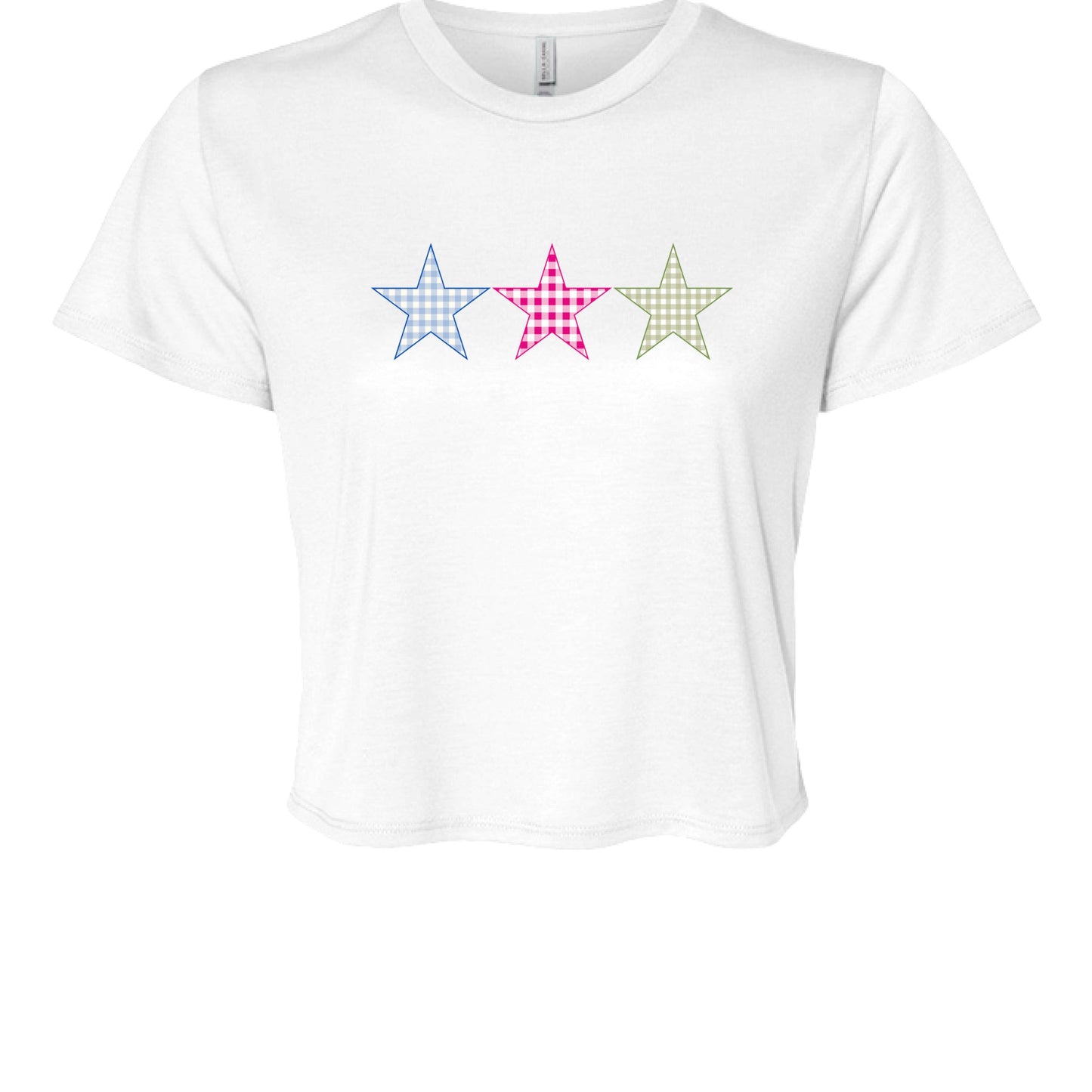Customizable: Gingham Tri-Star Flowy Cropped Tee