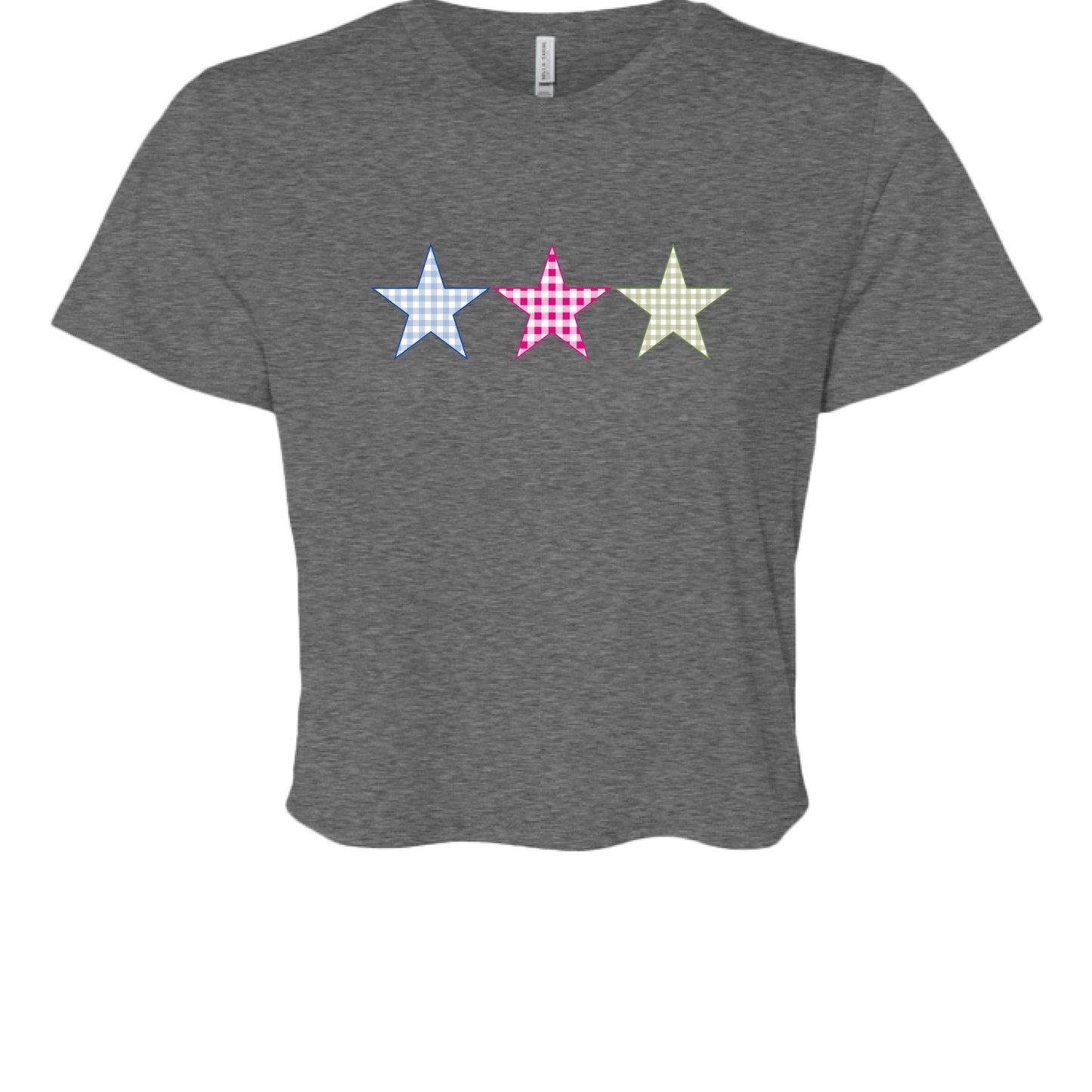 Customizable: Gingham Tri-Star Flowy Cropped Tee