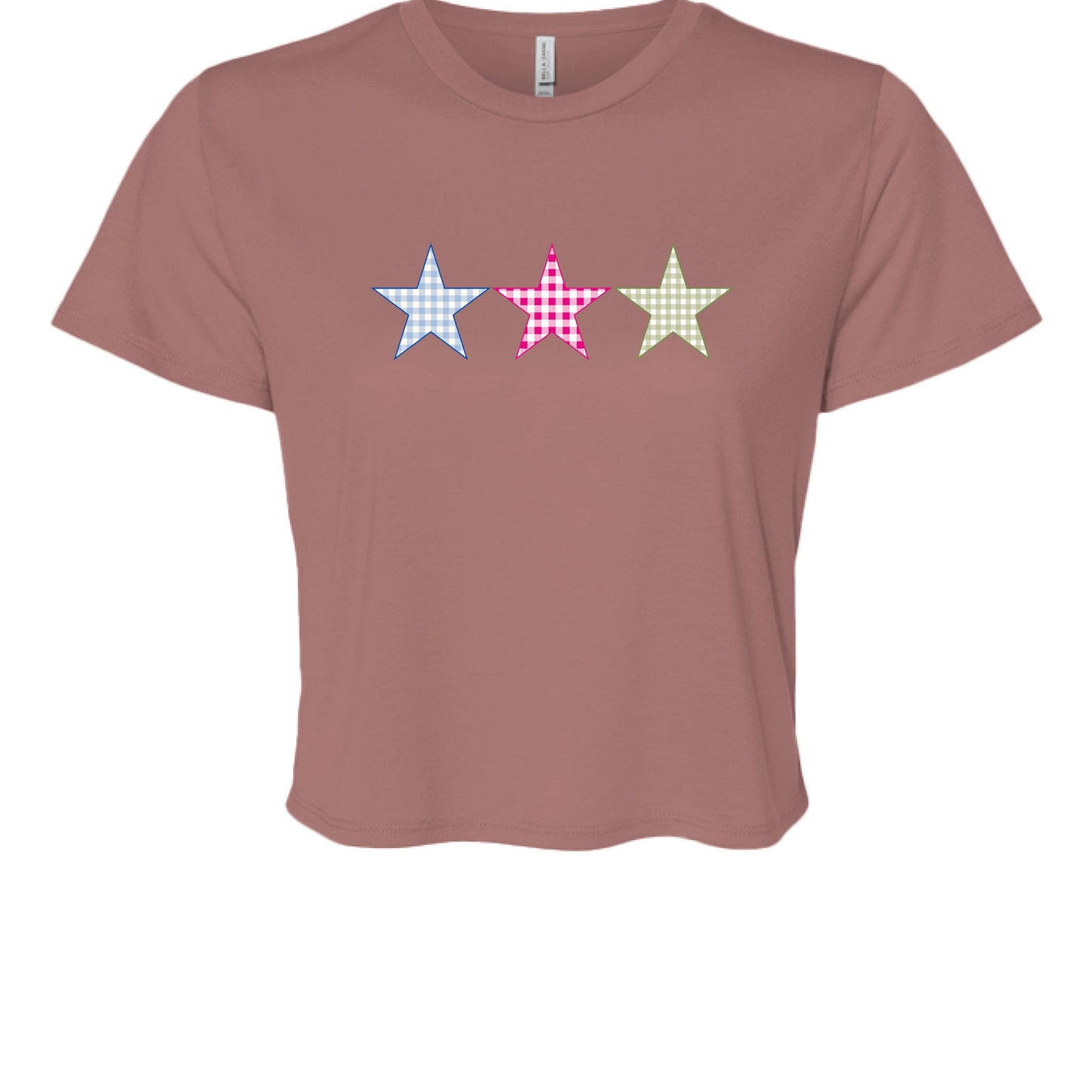 Customizable: Gingham Tri-Star Flowy Cropped Tee