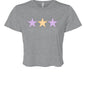 Customizable: Tri-Star Flowy Orange and Purple Gingham Cropped Tee